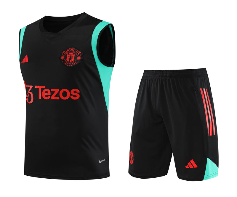 Kit Treino Manchester United 23/24 Adidas - Preto
