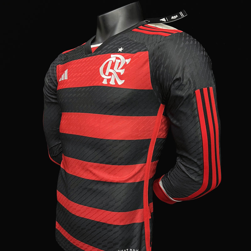 Camisa Manga Longa Player Flamengo I 24/25 - Adidas - Vermelho e Preto