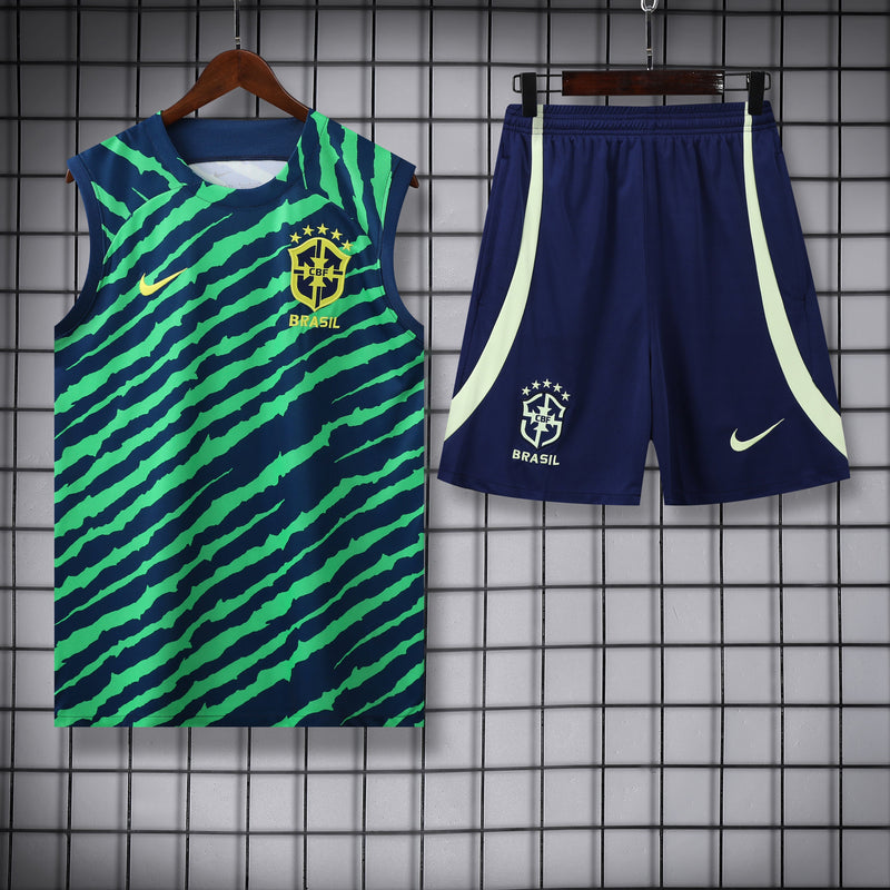 Kit Treino Brasil 22/23  Nike - Verde e Azul