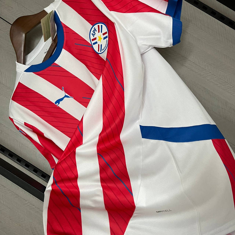 Camisa Seleção do Paraguai 2024 Home - Masculina - PUMA -Modelo Torcedor - Listrada
